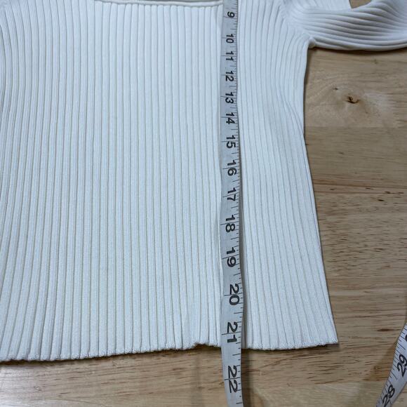 Jonathan Simkhai NWT Mandy Cut Out Cold Shoulder Ribbed Sweater Top White Size M - Picture 9 of 11